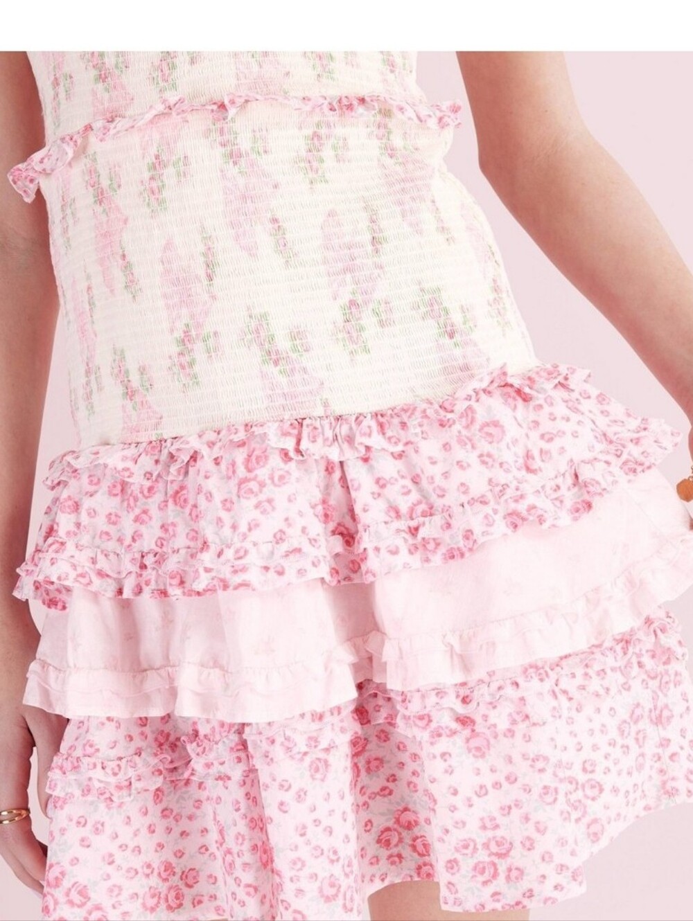 Love Shack Fancy X Target Bloomimg Bows Smocked Tier Dress SZ 10 - Picture 3 of 7